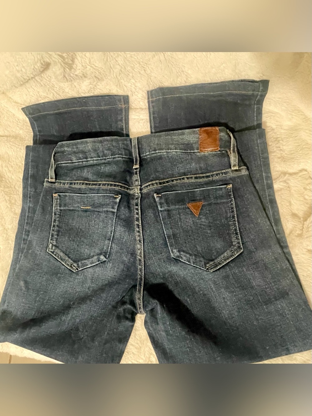 Guess Women's Bootcut Jeans - Dark Indigo with Brown Accents